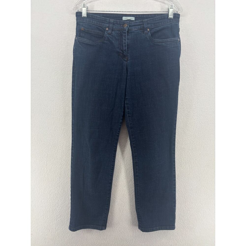 EILEEN FISHER Jeans S Stretch Organic Cotton Denim Slim Straight 5 Pocket Blue